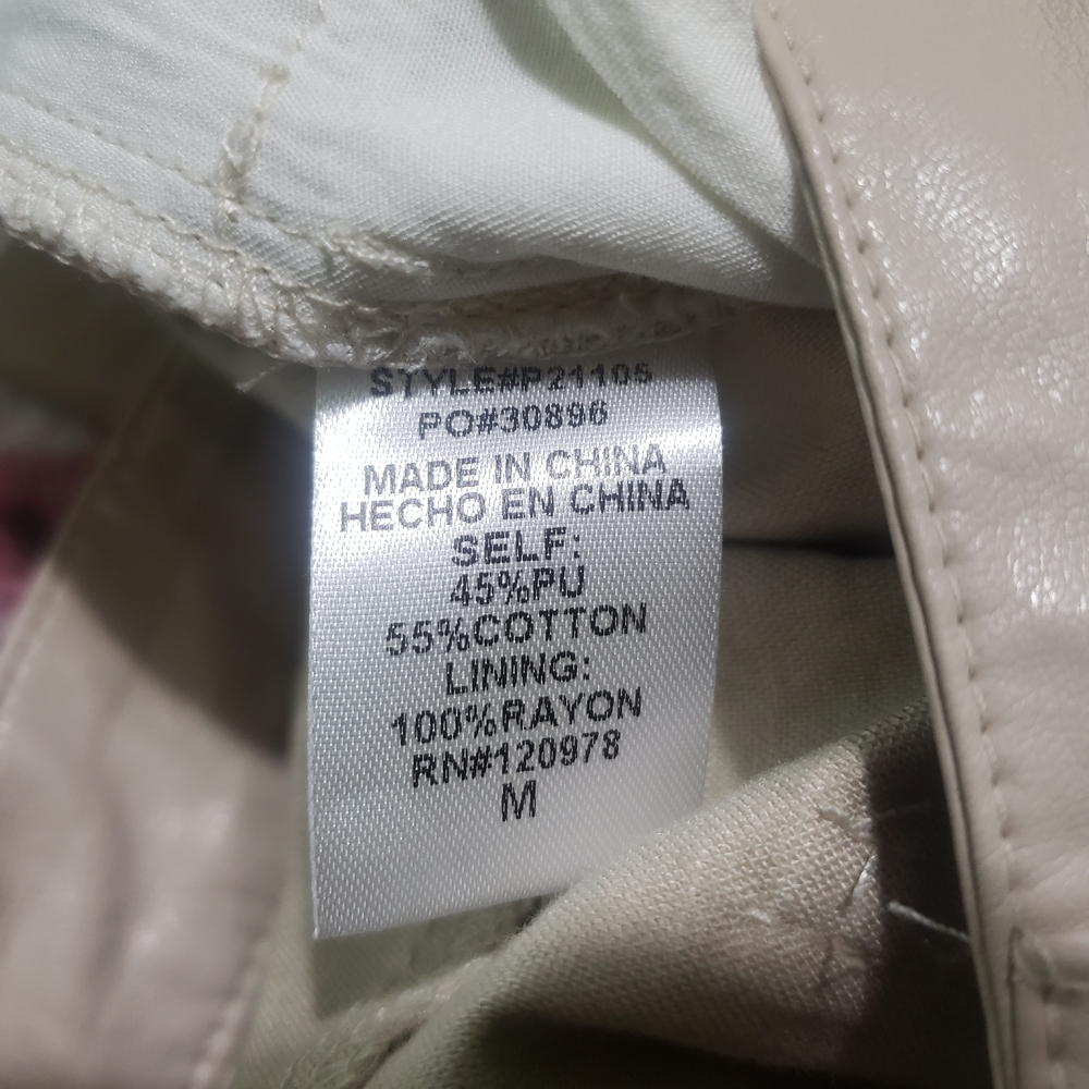 Entro Faux Leather Wide Leg Cargo Pants Beige Cream Size M - Picture 11 of 12